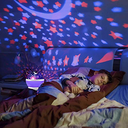 MOKOQI Star Projector Night Lights for Kids, Birthday Gifts for 1-4-6-14 Year Old Girl and Boy, Projection Lamp for Kids Bedroom, Glow in The Dark Stars and Moon for Child Asleep Peacefully- Purple - Image 5