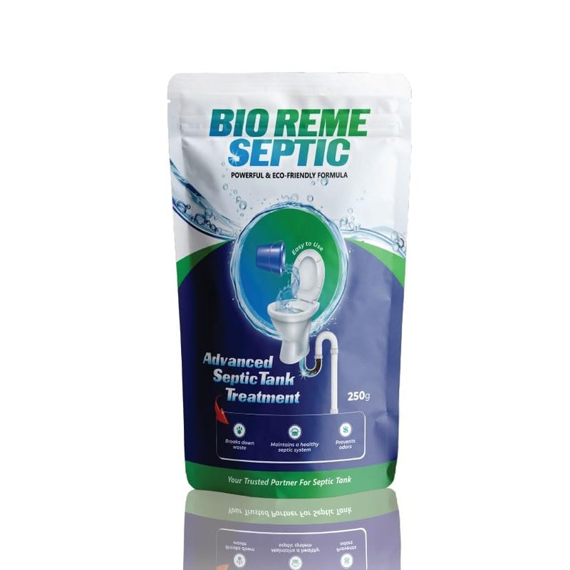 Bio Reme Septic Tank Cleaning Powder – Reduces Sludge, Removes Odor, Eco-Friendly Bacteria, Pack of 1 (250g) - Image 1