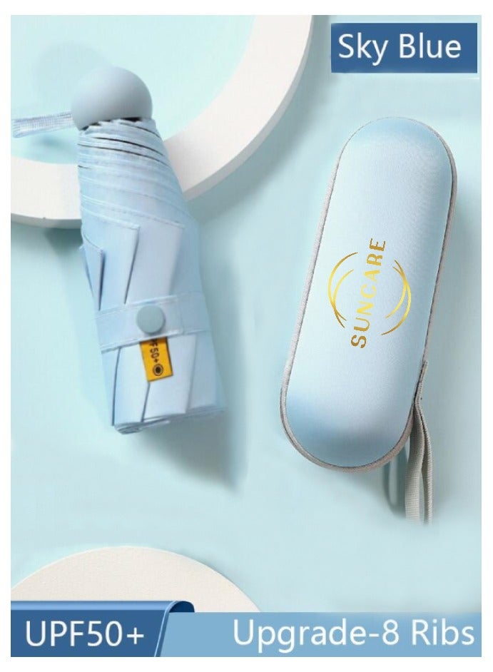 SUNCARE Umbrella for Rain & Sun Protection – 8 Ribs Compact Waterproof Windproof Folding Travel Umbrella, All-Weather Compact Unisex Umbrella for Kids & Adults (Sky Blue) - Image 2