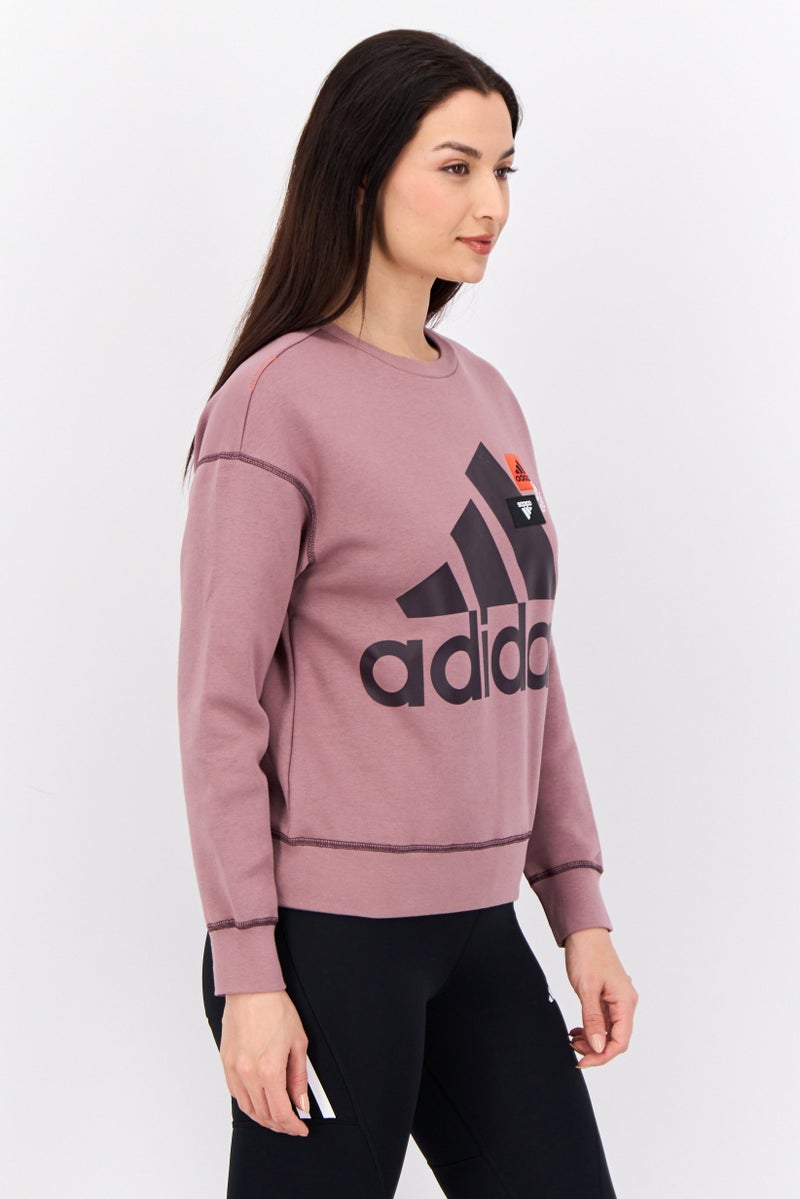 Adidas Women Sportswear Fit Long Sleeves Outdoor Sweatshirt, Old Rose - Image 2