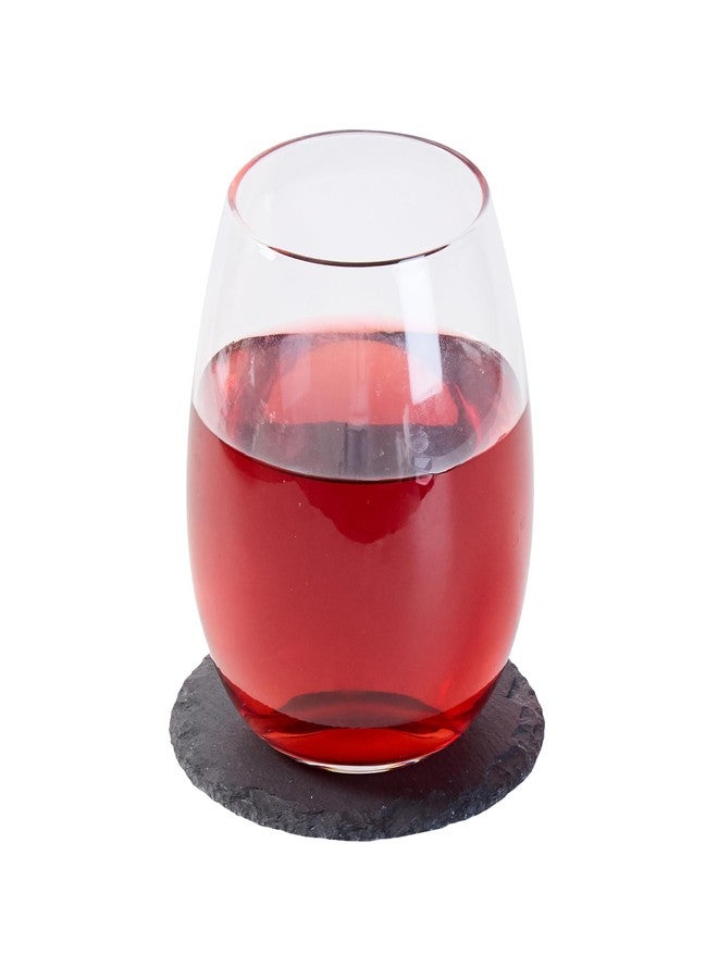 Restaurantware Round Slate Coasters Set - 4 Inch Stone Drink Coasters with Holder - Scratch-Free Non-Slip Coasters for Bars and Restaurants - Black - Image 1