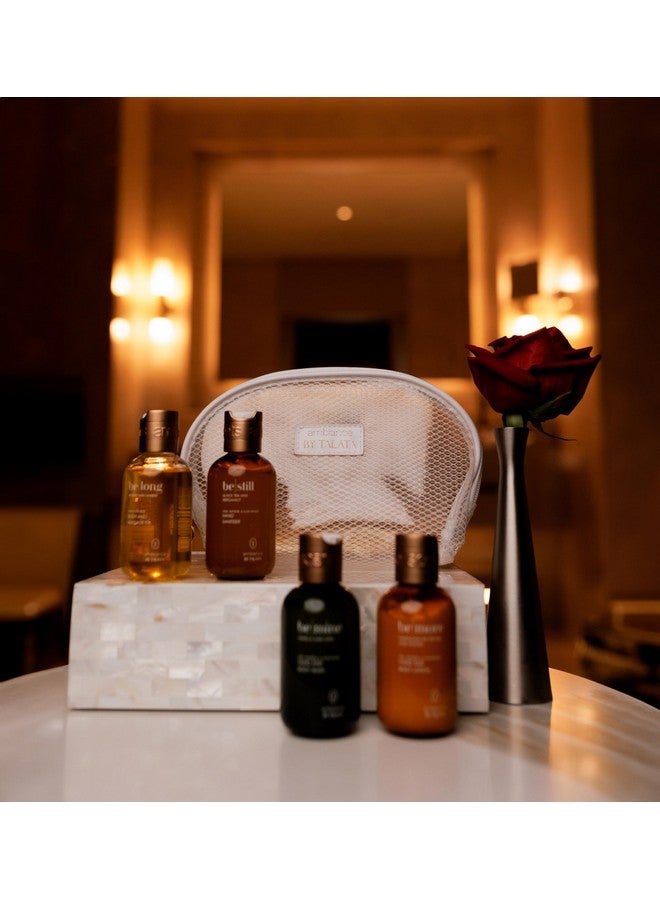 Ambiance By talata Ambiance by Talata 4pc Travel Essentials & Discovery Set - Hand & Body Lotion, Body Oil, Hand & Body Wash, Hand Sanitizing Gel - 4 x 80ml Bottles (2.67 Fl Oz, Black Tea & Bergamot | BE STILL) - Image 3