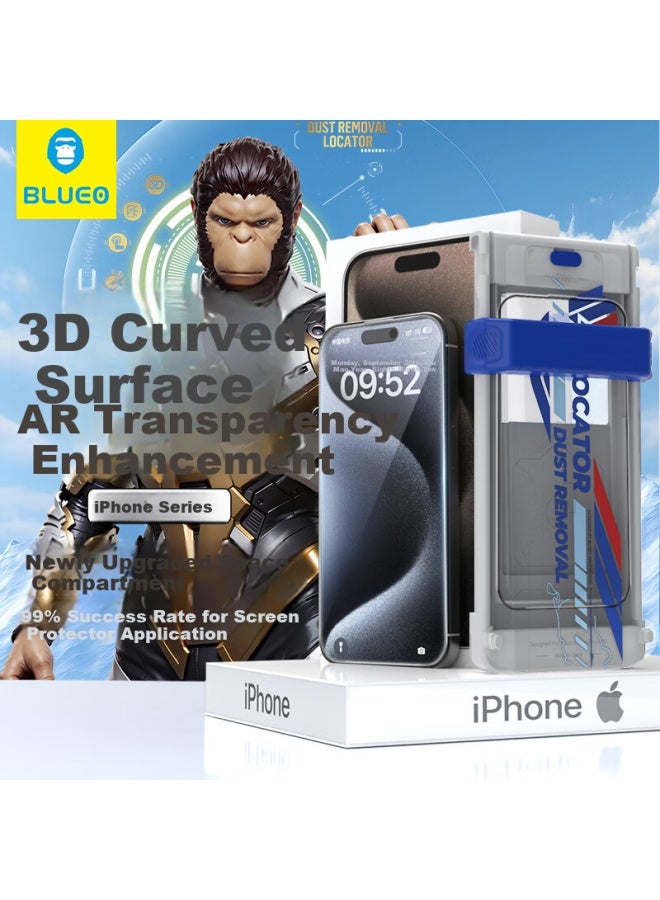 Blueo Blue Gorilla Tempered Glass Screen Protector For Apple 15pro Iphone15pro Mobile Phone Film Dust-free Warehouse Instant Paste Ar Anti-reflection High Definition Protective Film - Image 1