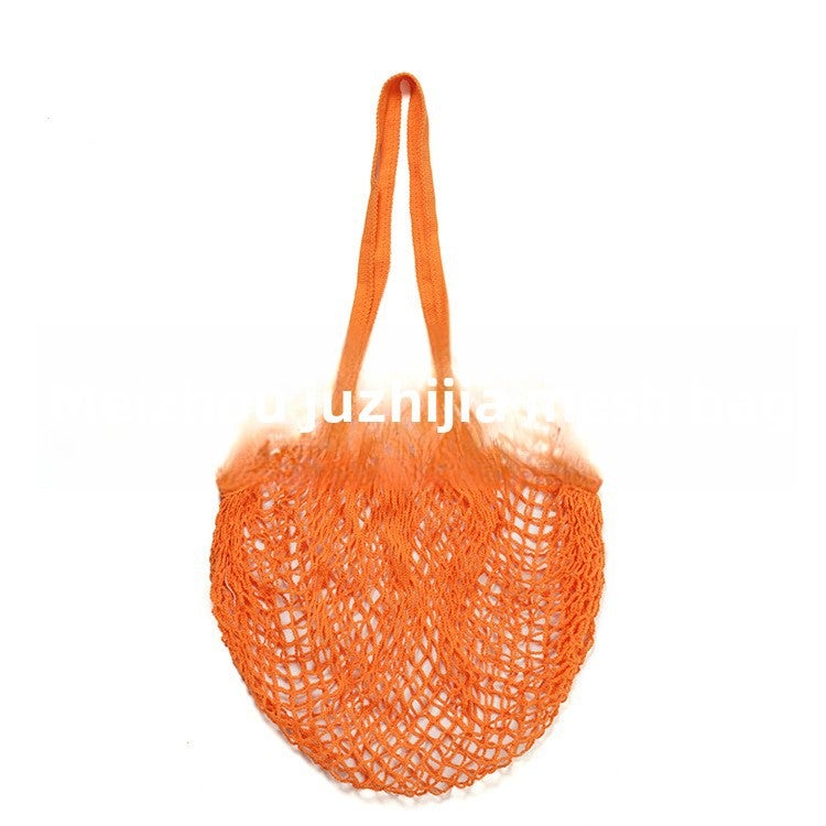 Cotton Mesh Bag for Grocery Beach Toys Orange 