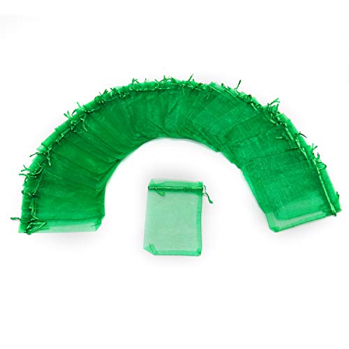Bezall 50Pcs 3x4 Inch Organza Bags with Drawstring, Green Small Mesh Gift Jewelry Candy Pouch Christmas Wedding Party Favor Bags - Image 2