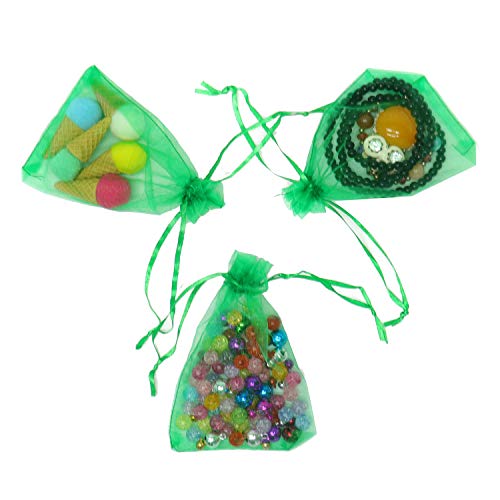 Bezall 50Pcs 3x4 Inch Organza Bags with Drawstring, Green Small Mesh Gift Jewelry Candy Pouch Christmas Wedding Party Favor Bags - Image 5