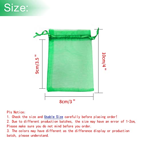 Bezall 50Pcs 3x4 Inch Organza Bags with Drawstring, Green Small Mesh Gift Jewelry Candy Pouch Christmas Wedding Party Favor Bags - Image 4