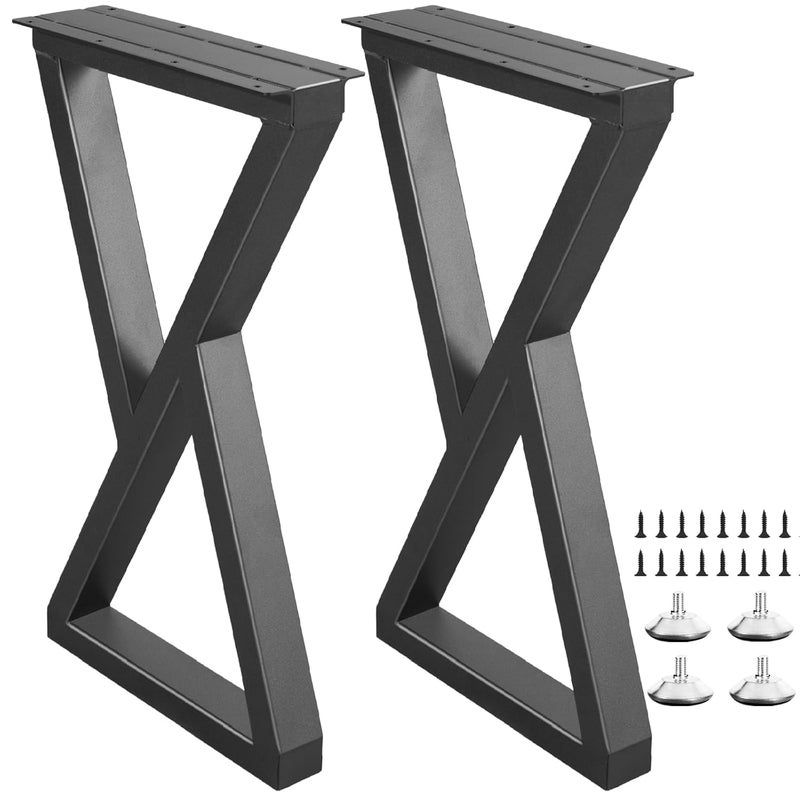 Rioychan 24 Inch Metal Table Desk Legs Industrial Style Home DIY Project for FurnitureNightstandCoffeeEndSide Table Legs with Adjustable Floor Protector Black H24 x W142 2Pcs - Image 1