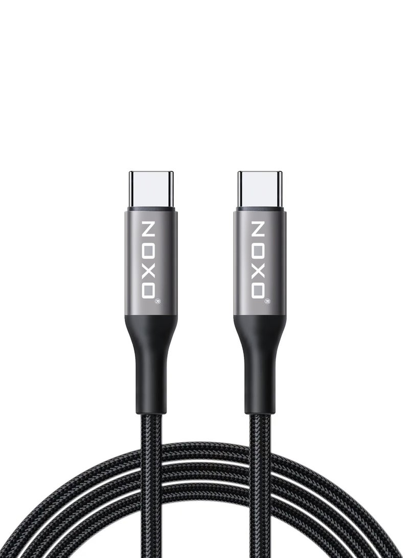 NOXO CN6 USB-C to USB-C Cable – Fast Charging & Data Sync (Nylon Braided, PD Compatible) - Black - Image 1
