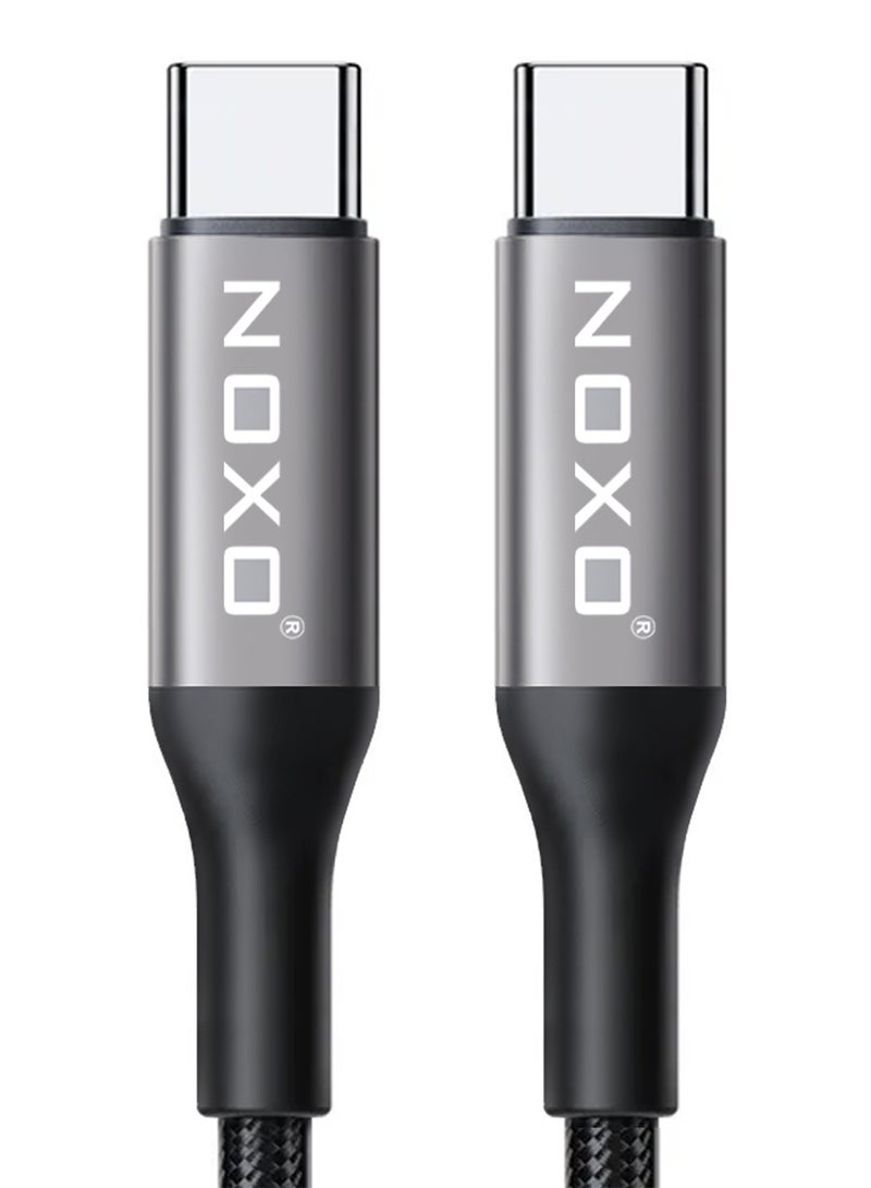 NOXO CN6 USB-C to USB-C Cable – Fast Charging & Data Sync (Nylon Braided, PD Compatible) - Black - Image 2