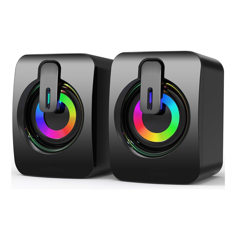 مكبر صوت كمبيوتر مكتبي منزلي صغير متعدد الوسائط مزود بإضاءة RGB سلكية، بيس عالمي - Image 1