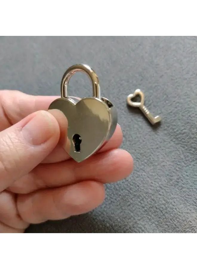 Mini Heart Lock With Key Classic Golden For Diaries Jewelry Box Luggage - Image 3