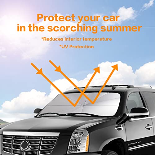 VAGURFO Car Sunshade Umbrella,Upgraded Windshield Cover Sun Shade,UV Reflecting Portable Front Window Cover,Universal Car Windshield Sunshades,UV Block for Front Windows,Fits Most Vehicles (55"x 31") - Image 3
