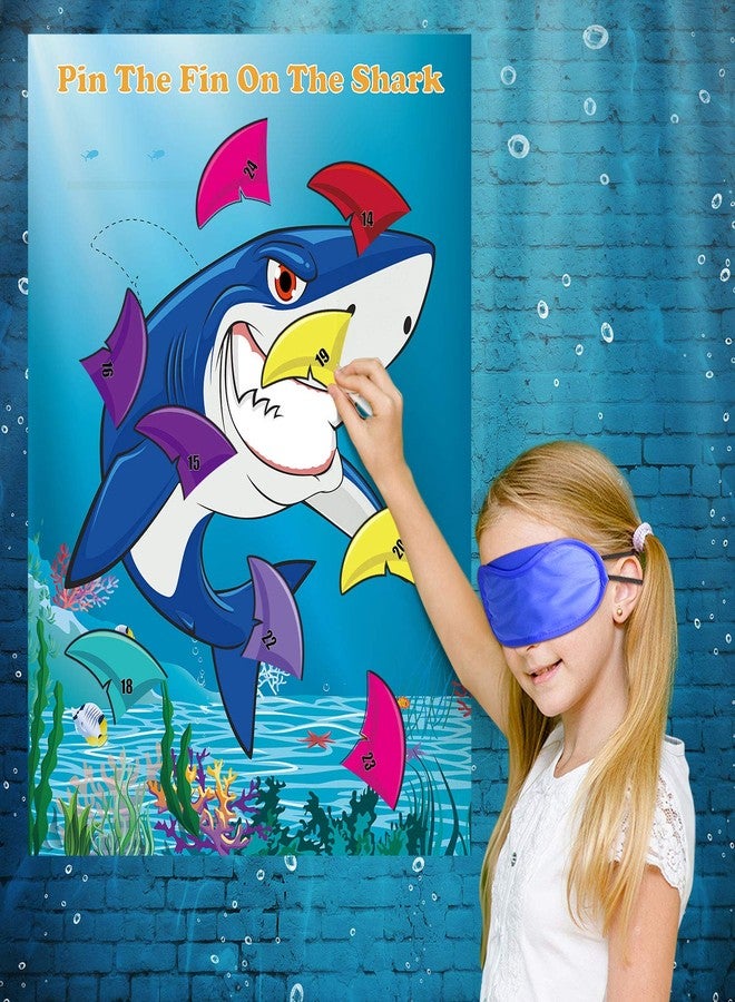 FEPITO Pin The Fin on The Shark Game with 24 Pcs Fins for Shark Birthday Party Decoration, Party Supplies - Image 4