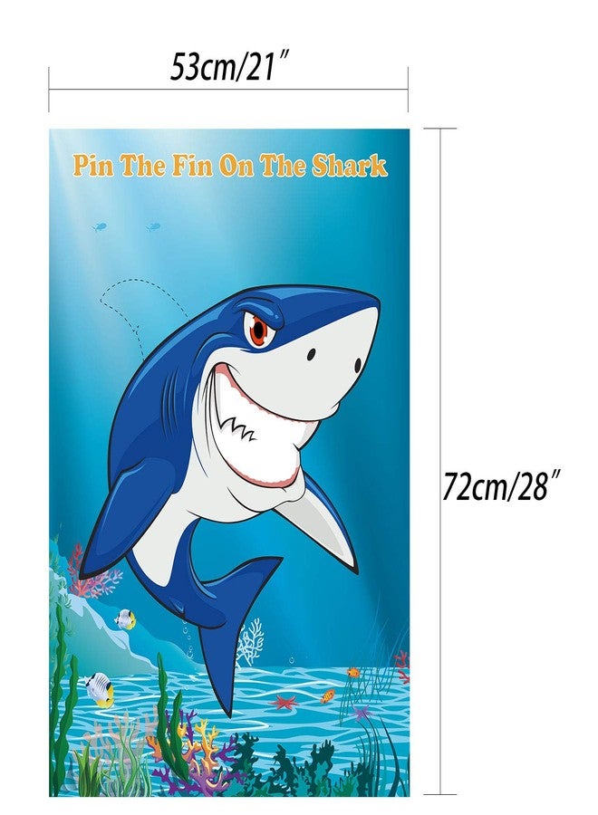 FEPITO Pin The Fin on The Shark Game with 24 Pcs Fins for Shark Birthday Party Decoration, Party Supplies - Image 2