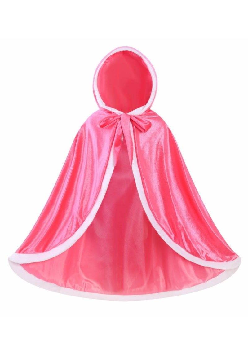 Loquat Princess Cape for Girls Hooded Cloak Cape Cute Costume for Girls Dress Up Pink - Image 1