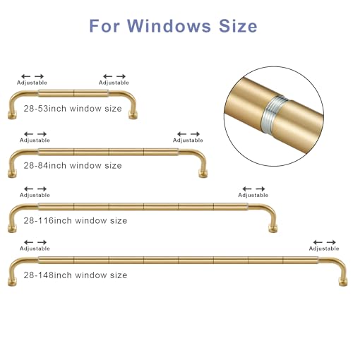 Joodxoe Splicing Room Darking Curtain Rods for Windows 28-116”, 1inch Diameter Wrap Around Adjustable Drapery Blackout Curtain Rod, Warm Gold - Image 4
