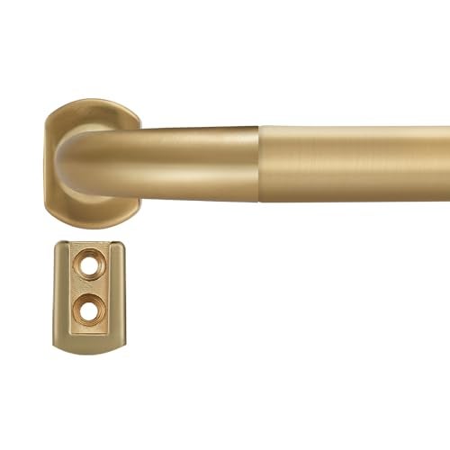 Joodxoe Splicing Room Darking Curtain Rods for Windows 28-116”, 1inch Diameter Wrap Around Adjustable Drapery Blackout Curtain Rod, Warm Gold - Image 1