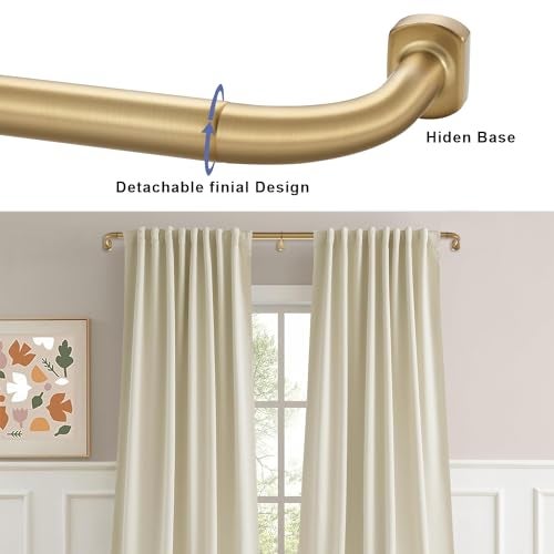 Joodxoe Splicing Room Darking Curtain Rods for Windows 28-116”, 1inch Diameter Wrap Around Adjustable Drapery Blackout Curtain Rod, Warm Gold - Image 2