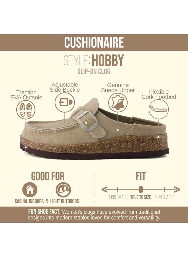 CUSHIONAIRE Women's Hobby Genuine Leather Cork Footbed Clog with +Comfort, Taupe, 7.5 - Image 4