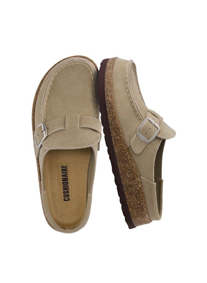 CUSHIONAIRE Women's Hobby Genuine Leather Cork Footbed Clog with +Comfort, Taupe, 7.5 - Image 1