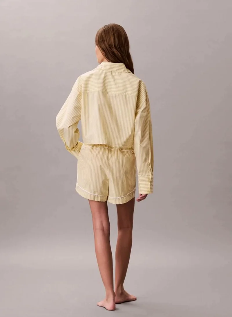 Calvin Klein SERA STRIPE PEAR SORBET Cotton Poplin Pyjama Shorts for Women | Best Price UAE