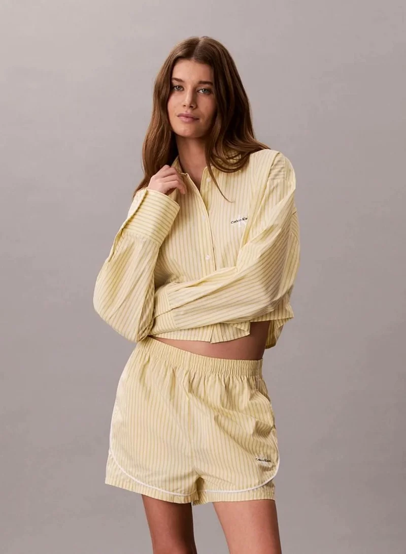 Calvin Klein SERA STRIPE PEAR SORBET Cotton Poplin Pyjama Shorts for Women | Best Price UAE