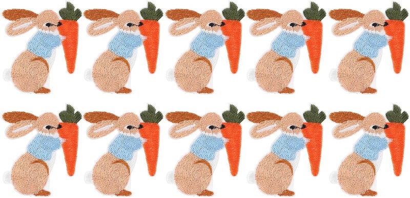 HEEPDD Embroidery Cloth Stickers, On Patches with Bunny Pattern for Kids DIY Easter Decoration 10pcs Set Embroidery Cloth Stickers, Polyester Iron Nan Collected Items - Image 3