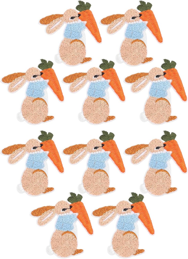 HEEPDD Embroidery Cloth Stickers, On Patches with Bunny Pattern for Kids DIY Easter Decoration 10pcs Set Embroidery Cloth Stickers, Polyester Iron Nan Collected Items - Image 1