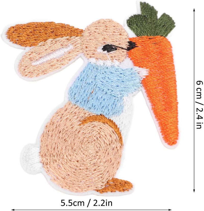 HEEPDD Embroidery Cloth Stickers, On Patches with Bunny Pattern for Kids DIY Easter Decoration 10pcs Set Embroidery Cloth Stickers, Polyester Iron Nan Collected Items - Image 4
