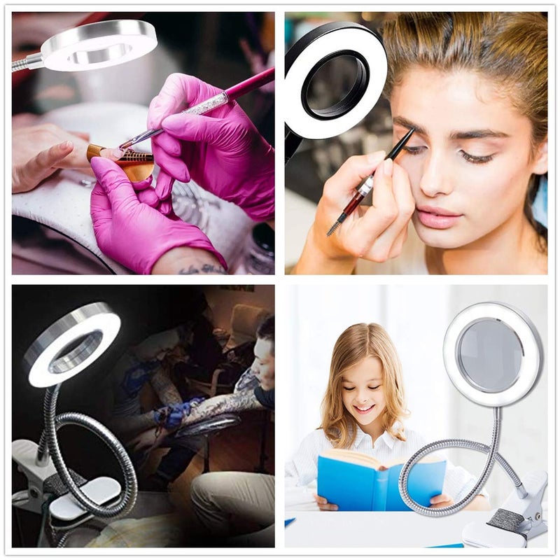 Pinkiou Clip on Lamp Desk Lamp with Clamp for Night Reading Nail Art Makeup Salon LED USB Book Light Clip Clamp Lamp 360Â°Flexible Gooseneck Bed Lamp 3 Color Models - Image 4