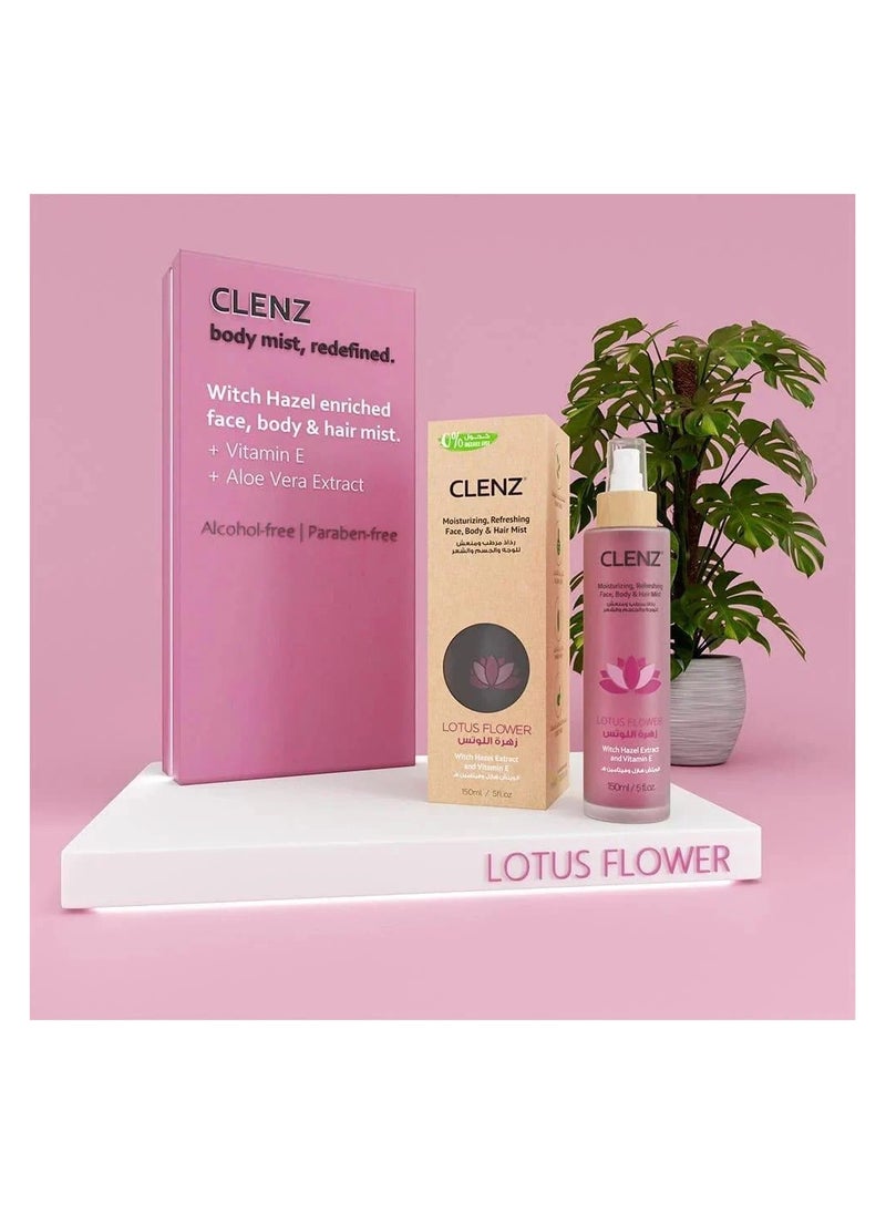 CLENZ Clenz Moisturizing & Fragrance Mist for Face, Body, & Hair Lotus Flower - 150 ml  - Image 3