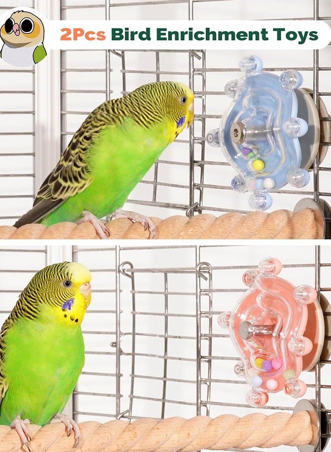 2PCS Bird Spinning Wheel Toy, Chewing Exerciser, Interactive Spinner Rattle Parrot Toys For Entertainment Chewing Exercise, Suitable For Budgies, Cockatiels, and Other Small to Medium Birds - Image 2
