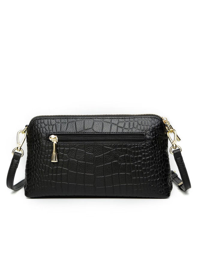 Crocodile Day Women's Top-grain Leather Crocodile Pattern Shoulder Bag, Casual Crossbody Underarm Handbag Gift - Image 2