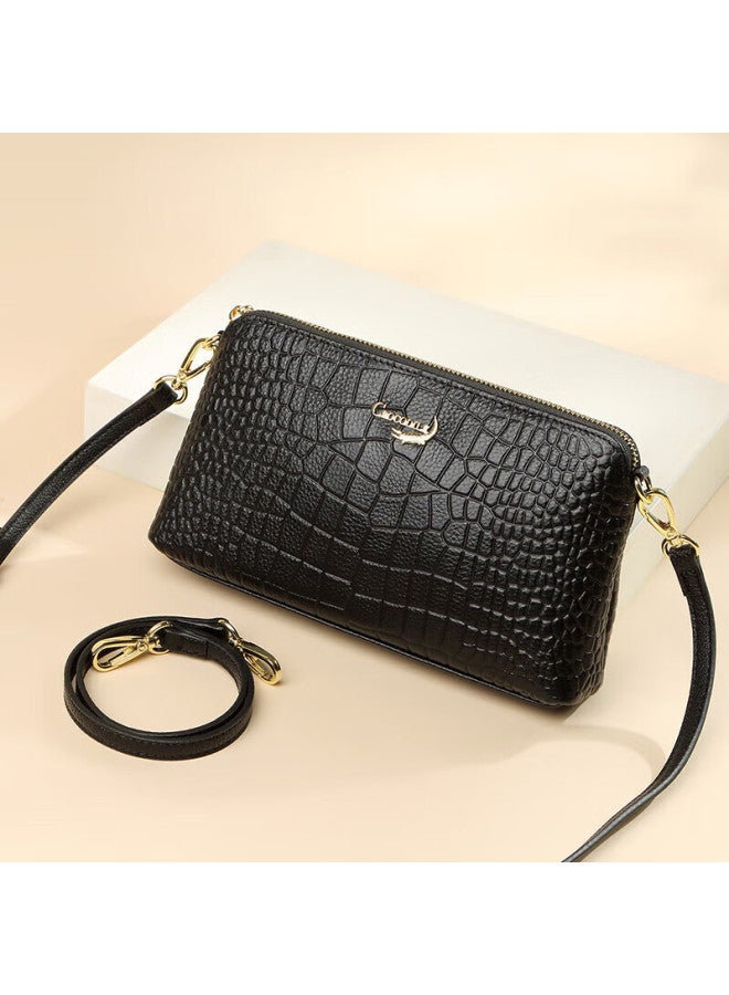 Crocodile Day Women's Top-grain Leather Crocodile Pattern Shoulder Bag, Casual Crossbody Underarm Handbag Gift - Image 1
