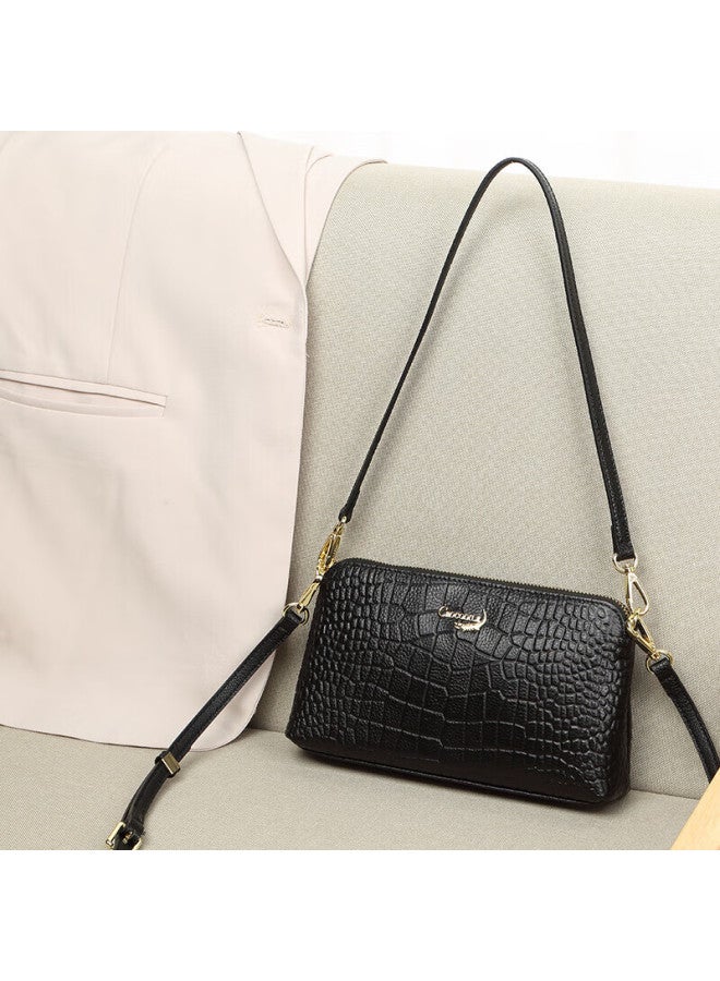 Crocodile Day Women's Top-grain Leather Crocodile Pattern Shoulder Bag, Casual Crossbody Underarm Handbag Gift - Image 3