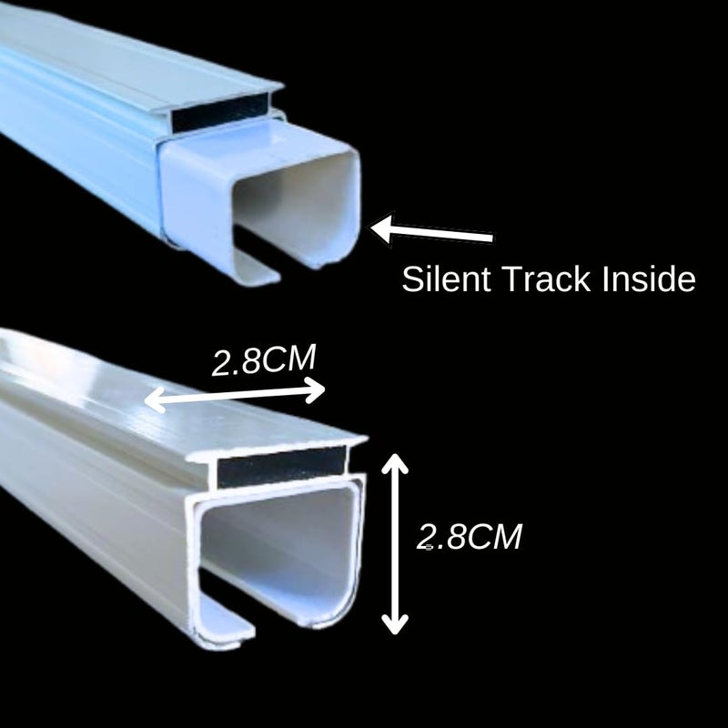 Jangirh Aluminum M Track Curtain Channel for WindowsDoorOffice Size Between 4 to 8 Feet Wall FitComplete Set with Runners Hooks End Caps Wall Brackets Screws Wall Plugs  - Image 2