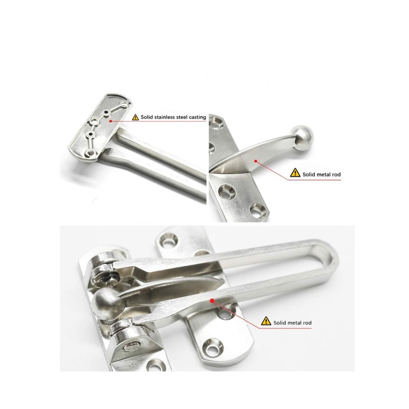 SOLARAE Door Lock Latch, Home Security Door Lock Swing Bar Door Guard for Kids, Hotel Door Latch, Thicken Solid Zinc Alloy Reinforcement Lock, Silver 2 Pack - Image 5