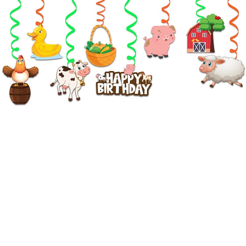 Festiko Farm House Animal Happybirthday Theme Party Decoration Swirls With Cutouts For Ceiling|Farm House Animals Party Favors For Kids Birthday Decoration(8 Pcs Cutout With Swirls)|Multicolor - Image 5