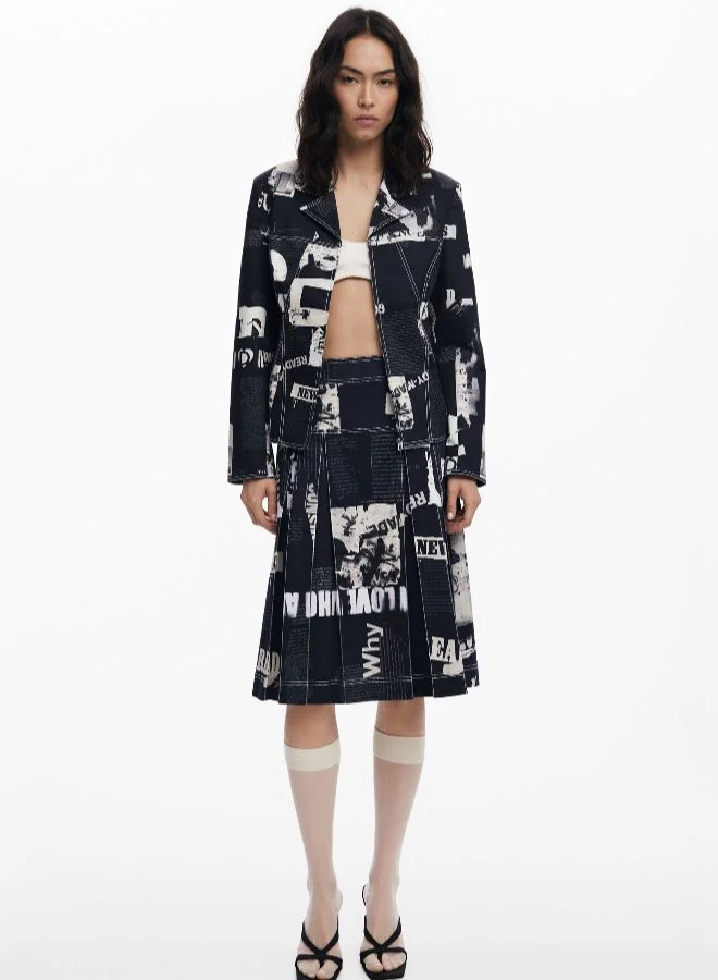 DESIGUAL Newspaper Zipper Blazer