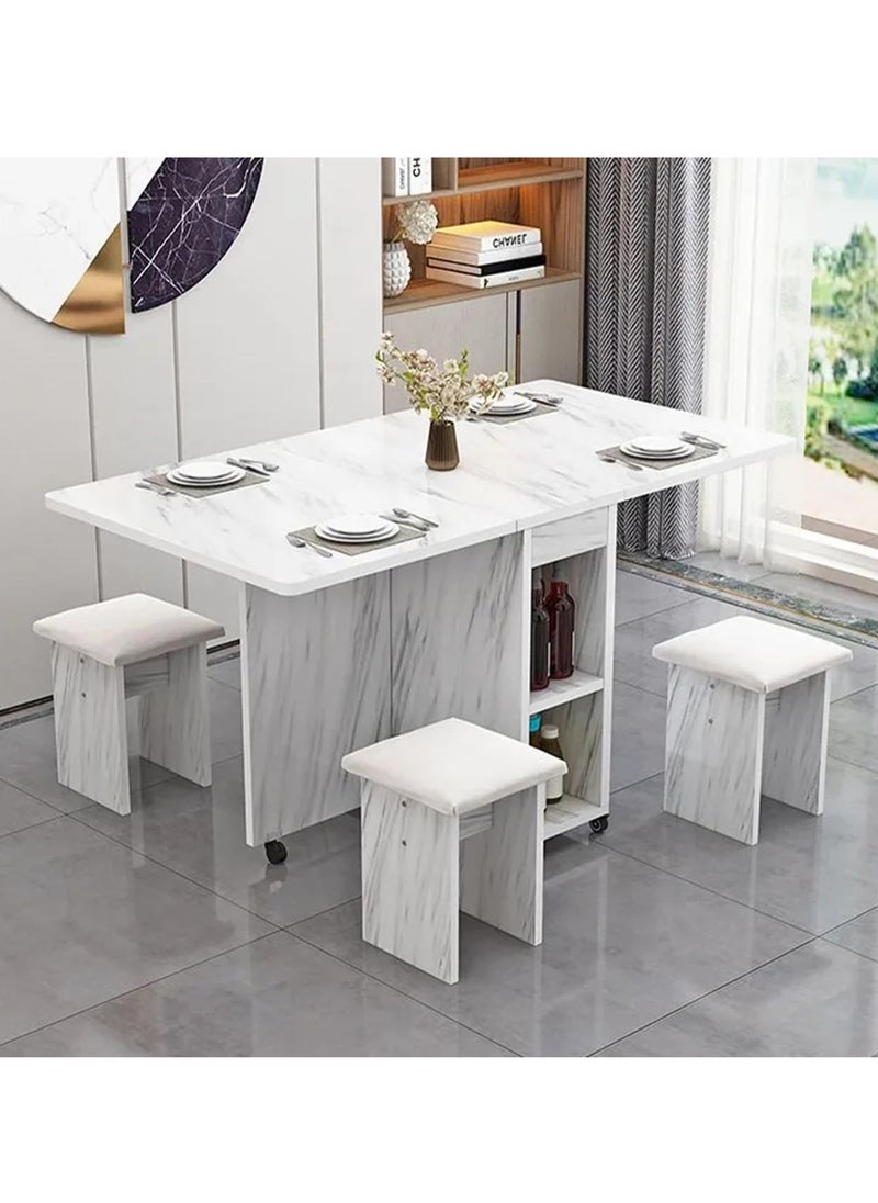 Folding Dining Table Dining Table Removable Folding Dining Table Dining Table Set For 4 Space Saving Dining Table For Tight Spaces With 4 Chairs White Black