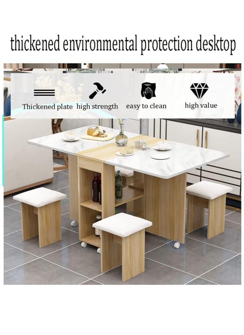 Folding Dining Table Dining Table Removable Folding Dining Table Dining Table Set For 4 Space Saving Dining Table For Tight Spaces With 4 Chairs White Black