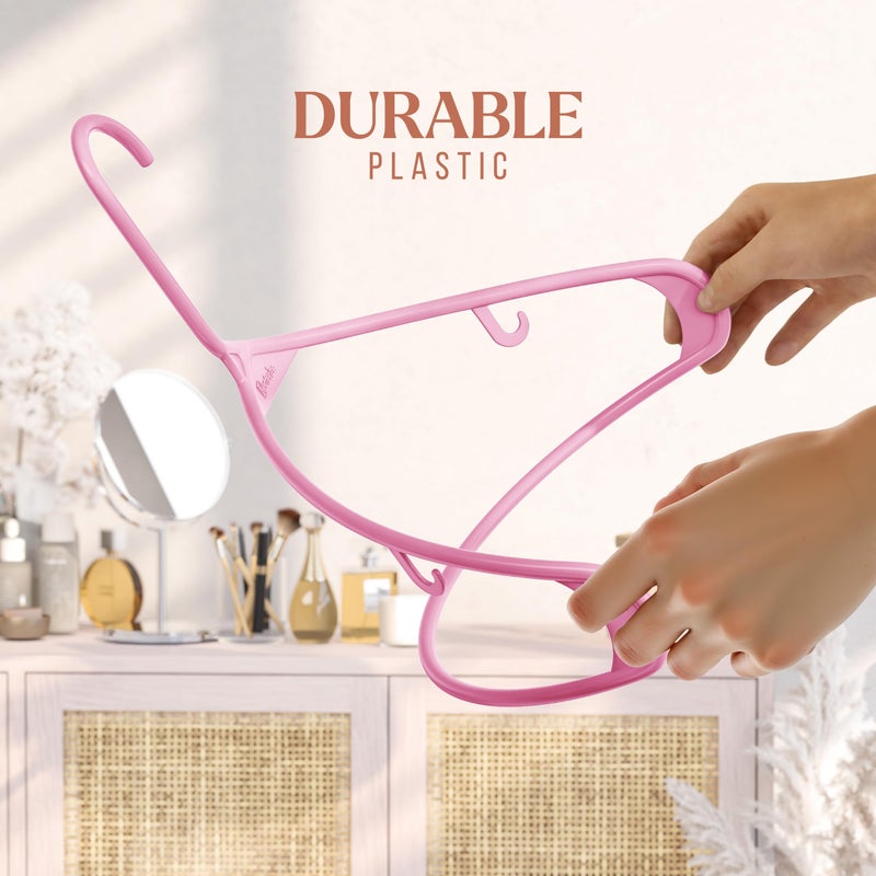 NEATERIZE Clothes Hangers Plastic 20 Pack - Pink Plastic Hangers - Makes The Perfect Coat Hanger and General Space Saving Clothes Hangers for Closet - Percheros Ganchos para Colgar Ropa Hangars - Image 4