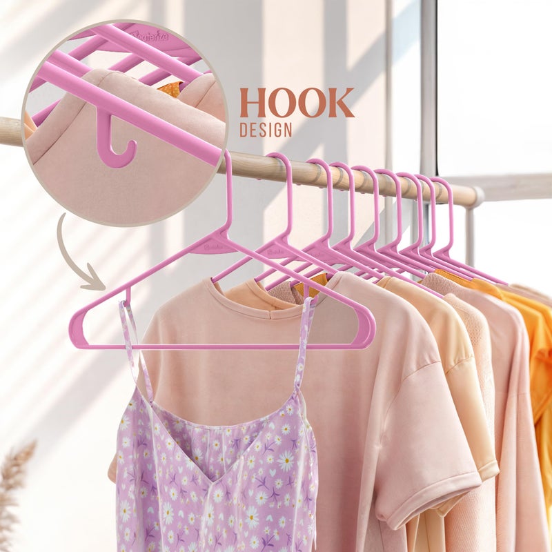 NEATERIZE Clothes Hangers Plastic 20 Pack - Pink Plastic Hangers - Makes The Perfect Coat Hanger and General Space Saving Clothes Hangers for Closet - Percheros Ganchos para Colgar Ropa Hangars - Image 5