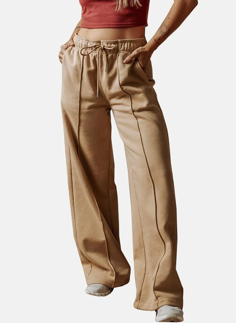 يونيكي Beige Plain Casual Trousers