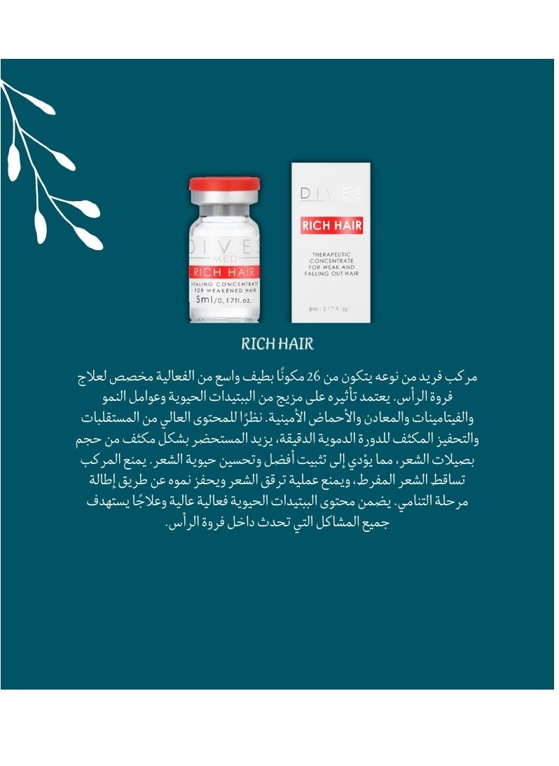 DIVES MED - Rich Hair Serum for Excessive Hair Loss for Hair Growth and Thicknesses (1 Pack 5ml) - Image 1