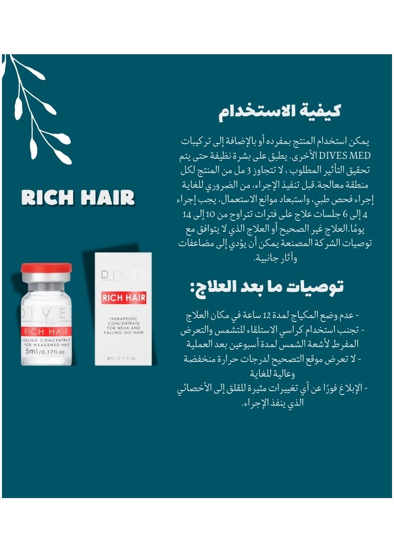 DIVES MED - Rich Hair Serum for Excessive Hair Loss for Hair Growth and Thicknesses (1 Pack 5ml) - Image 1