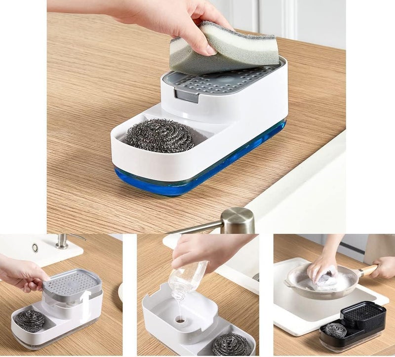 GALV 3-in-1 SoapDispenser, Plastic Dishwashing SoapDispenser Countertop Soap Pump Dispenser Addy Sink SoapDispenser for Kitchen Bathroom Liquid Dish SoapDispenser Soap Holder(23X10X10 cm)(1pc) - Image 5