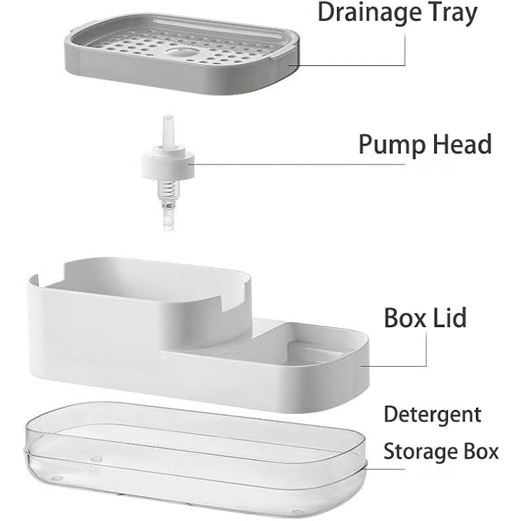 GALV 3-in-1 SoapDispenser, Plastic Dishwashing SoapDispenser Countertop Soap Pump Dispenser Addy Sink SoapDispenser for Kitchen Bathroom Liquid Dish SoapDispenser Soap Holder(23X10X10 cm)(1pc) - Image 3