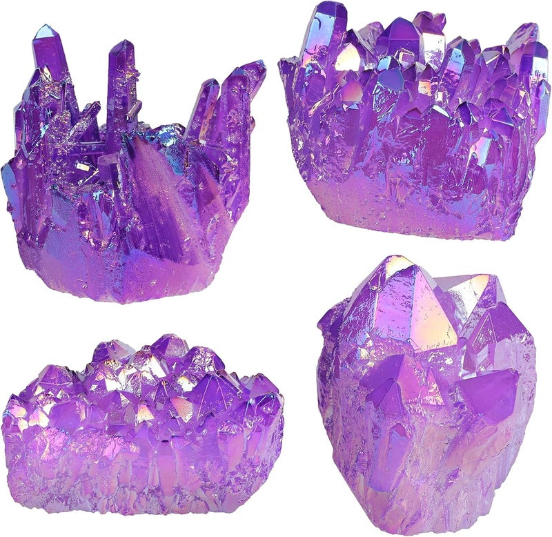 rockcloud Healing Crystal Natural Titanium Coated Light Purple Rock Quartz Cluster Geode Druzy Home Decoration Gemstone Specimen - Image 3